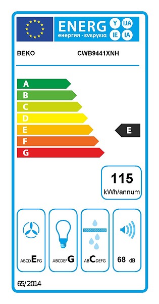 BEKO - Hotte Décorative Murale 90cm 400m3/h - CWB9441XNH INOX - large