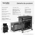 TECTAKE - Servante d atelier noire en métal avec caisse à outils amovible 10 compartiments pratique et robuste - vignette