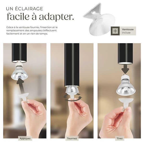 TECTAKE - Plafonnier Lumea, 4 lampes, câbles réglables en longueur noir - large