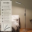 TECTAKE - Lampe de sol Prisma LED, 5 modes d'éclairage, 12 W, dimmable argent - vignette