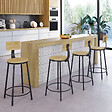 ID MARKET - Lot de 4 tabourets de bar DETROIT assise ronde avec dossier design industriel - vignette