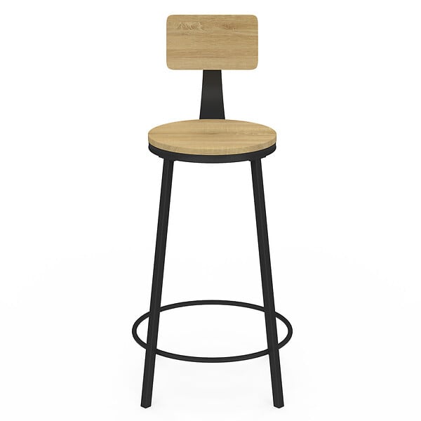 ID MARKET - Lot de 4 tabourets de bar DETROIT assise ronde avec dossier design industriel - large