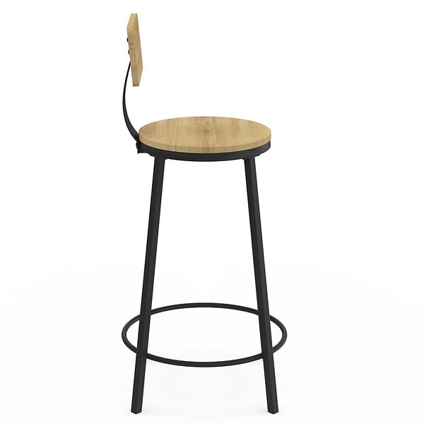 ID MARKET - Lot de 4 tabourets de bar DETROIT assise ronde avec dossier design industriel - large