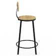 ID MARKET - Lot de 4 tabourets de bar DETROIT assise ronde avec dossier design industriel - vignette