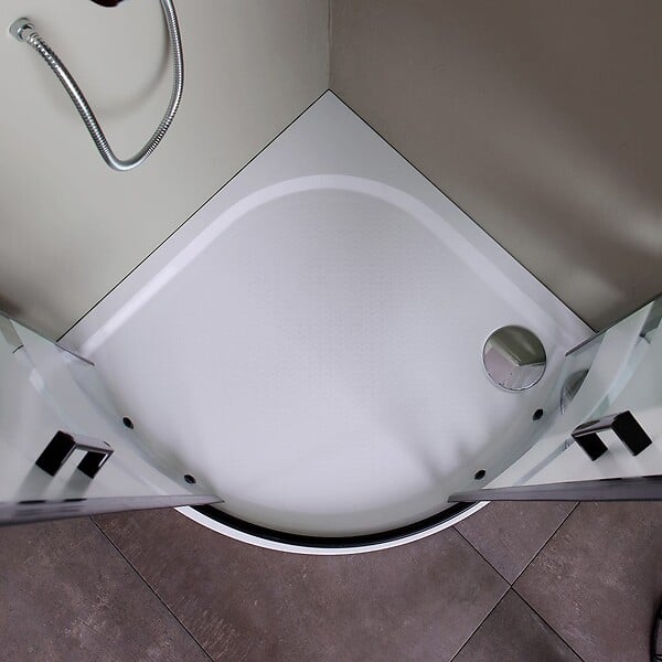 KIAMAMI VALENTINA - Cabine De Douche Semi-Circulaire 80X80 Verre Sérigraphié Cadre Noir Mat | City - large