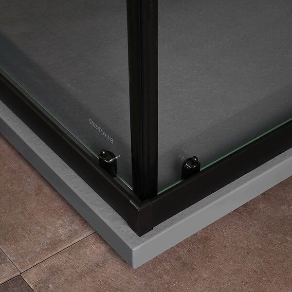 KIAMAMI VALENTINA - Cabine De Douche 80X120 Cadre Noir Mat Verre Sérigraphié 6Mm | City - large