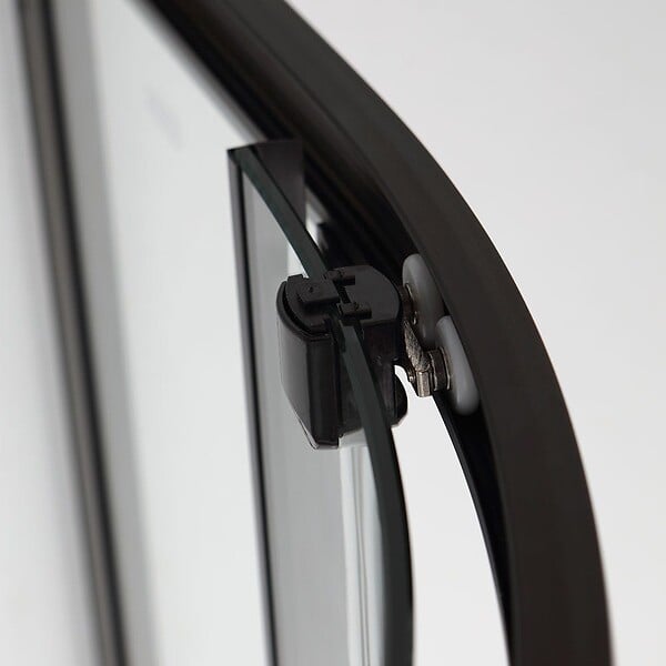 KIAMAMI VALENTINA - Porte De Douche Semi-Circulaire Noire Matte Cm 90 Cristal Transparent | City - large