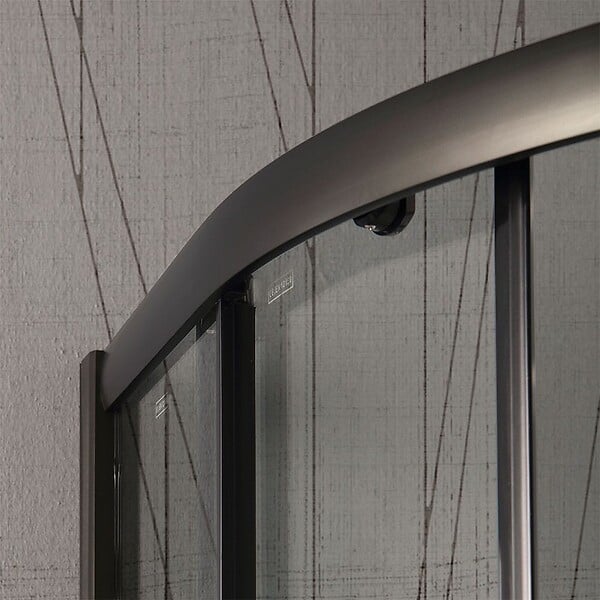 KIAMAMI VALENTINA - Porte De Douche Semi-Circulaire Noire Matte Cm 90 Cristal Transparent | City - large