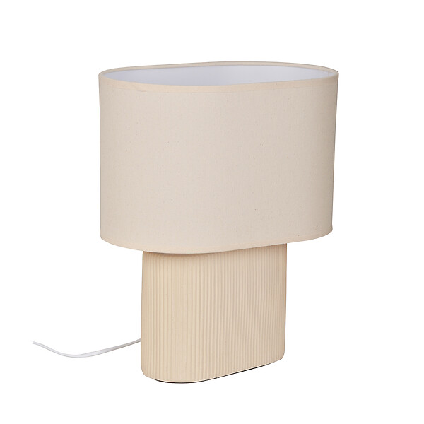 COREP - Lampe à poser céramique et lin Santorini Ivoire E27 - large