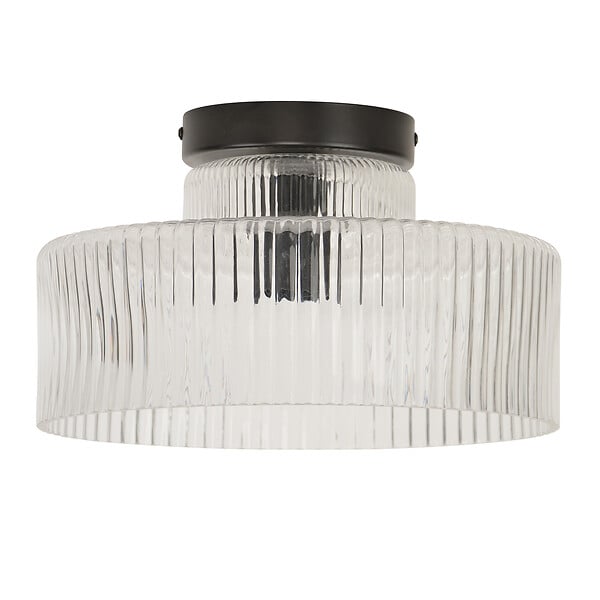 COREP - Plafonnier en verre et métal Lorenzo - Noir - E27 15W - large