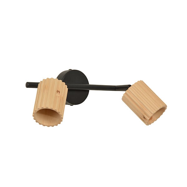 COREP - Spot sur socle bois FSC TITO 2 lumières GU10 Noir mat 15W - large