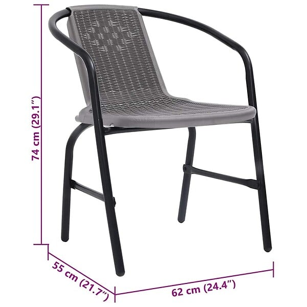 VIDAXL - vidaXL Chaises de jardin lot de 2 Plastique Rotin et acier 110 kg - large