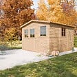 TIMBELA - TIMBELA M335+M335G ABRI de Jardin en Bois H226x316x324 cm/9 m² AVEC LES PLANCHERS IMPRÉGNÉ - vignette