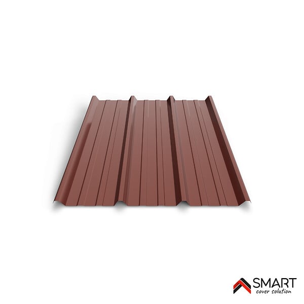 BRAVO THE SMART SOLUTION - Tôle bac acier - Toiture - Couverture - plaque TR45 Coloris Brun Rouge Terracotta RAL 8012 Dimensions 2000x1050x0.63mm - large