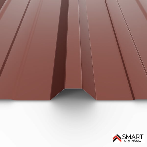 BRAVO THE SMART SOLUTION - Tôle bac acier - Toiture - Couverture - plaque TR45 Coloris Brun Rouge Terracotta RAL 8012 Dimensions 2000x1050x0.63mm - large