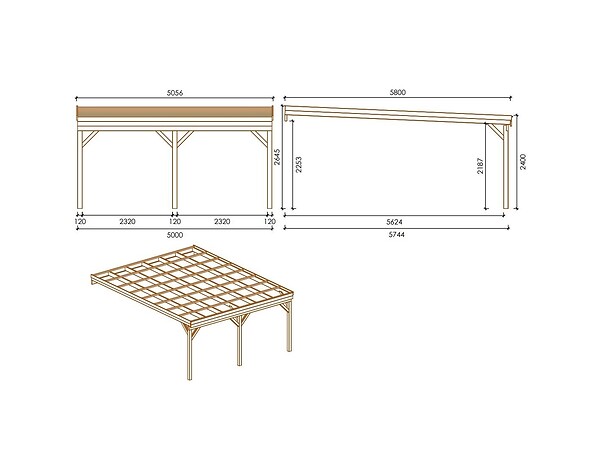 ALTANKA - Carport, abri de voiture  5.8x5.06 m - 29 m2 - couverture PVC  - CAR23PVCTR - large