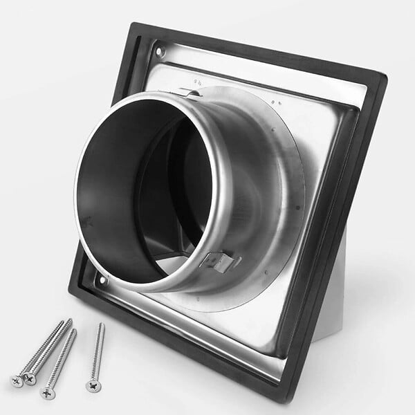 BLAUBERG - Grille ventilation inox brossé rejet d'air carrée à capot | clapet anti retour intégré - Diamètre (mm): 150 - large