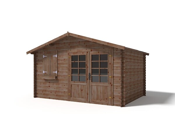 ALTANKA - Abri de jardin en bois - 12m2 - 4x3m - Traité - Ep. 28mm - Couleur: marron - DOM595 - large