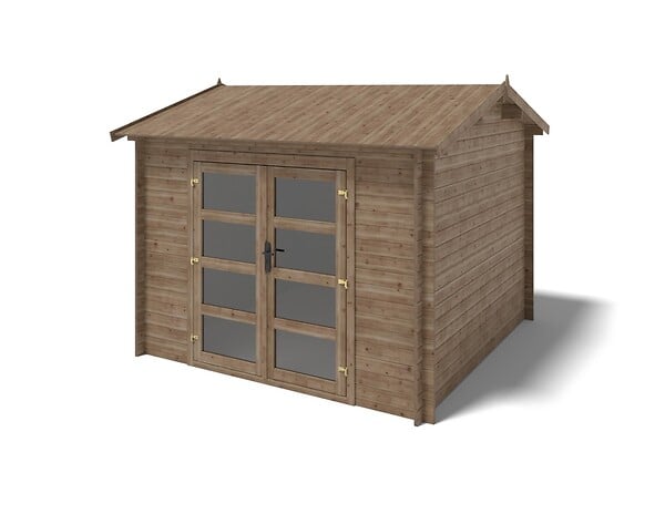 ALTANKA - Abri de jardin en bois - 3x3 m avec extension de 4x2.76 m - 20 m²- Traité - DOM676+DOS194 - large