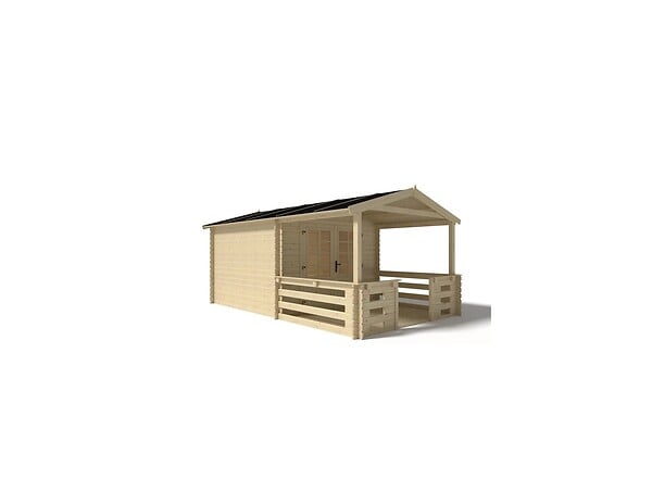 ALTANKA - Terrasse en bois avec balustrade pour abri en bois - 6m2 - 3m x 2m - couleur: naturel - DOM142 - large