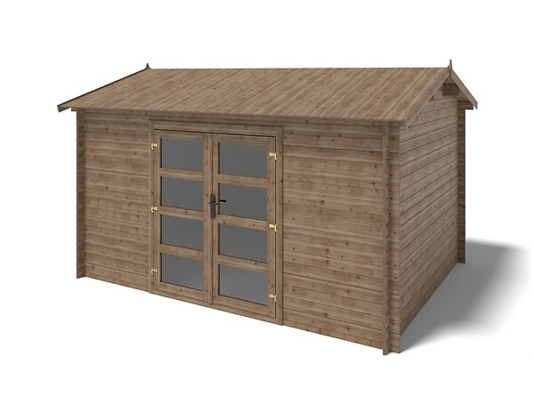 ALTANKA - Abri de jardin en bois - 4x3 m avec extension de 4x2.76 m - 23.06 m²- Traité - DOM677+DOS194 - large