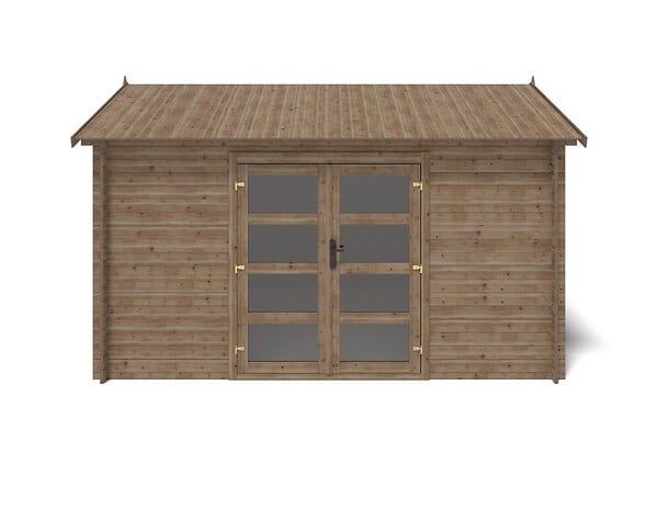 ALTANKA - Abri de jardin en bois - 12m2 - 4x3m - Traité - Ep. 28mm - Couleur: marron - DOM677 - large
