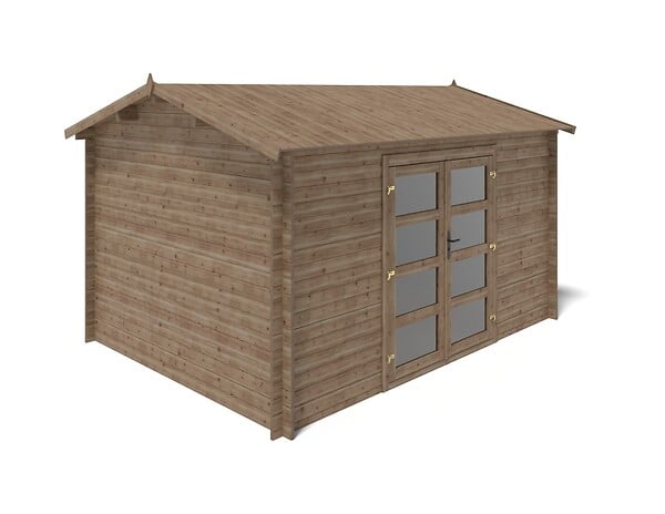 ALTANKA - Abri de jardin en bois - 12m2 - 4x3m - Traité - Ep. 28mm - Couleur: marron - DOM677 - large