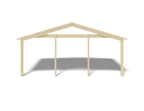 ALTANKA - Avant-toit en bois 6x3m pour le chalet de jardin 6m, couleur naturel - DOM556 - large