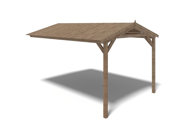 ALTANKA - Avant-toit en bois 4x2.76m pour le chalet de jardin 4m, traité, marron - DOS194 - large