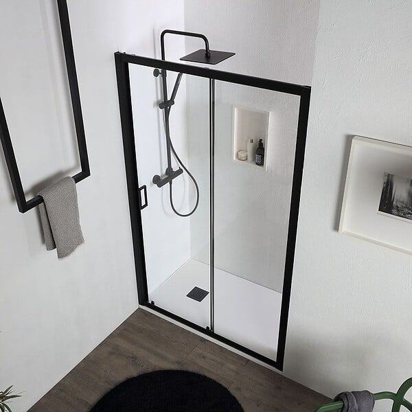 KIAMAMI VALENTINA - Porte De Douche En Niche Coulissante Noir Mat 110 Cm | City - large