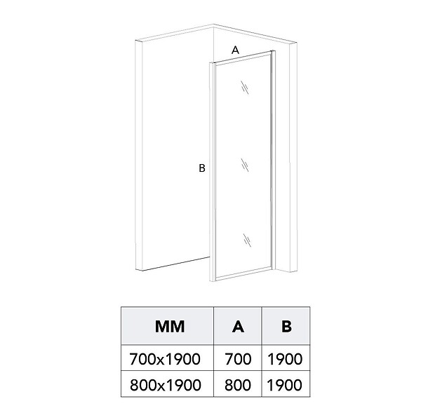 KIAMAMI VALENTINA - Porte De Douche Niche Noir Mat Avec 1 Porte Fixe Et 1 Porte Coulissante De 100 Cm + Paroi Fixe L: 80 Cm H: 190 Cm Verre Transparent | City - large