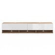 ID MARKET - Meuble TV 180 cm suspendu ELIO 2 portes avec étagère bois et blanc - vignette