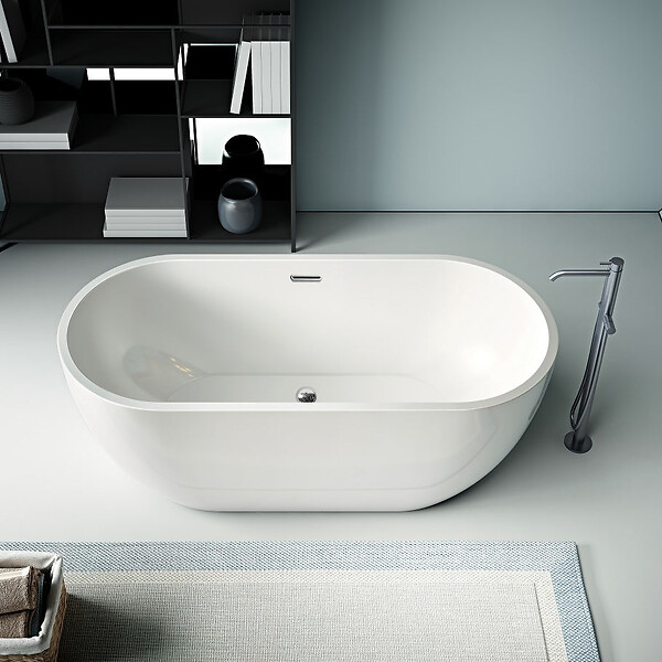 STANO - Baignoire îlot design ovale BOSTON blanche 180 cm - large
