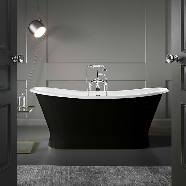 ROGIER & MOTHES - Baignoire îlot sur socle en fonte émaillée COVENTRY Noire 173 cm Peinture noire - large