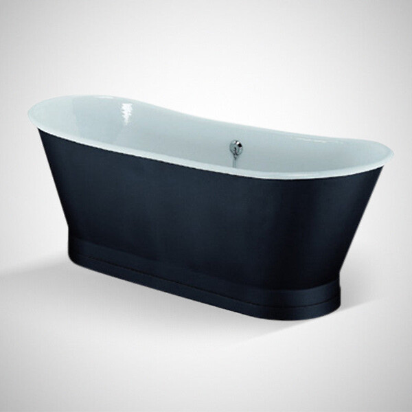 ROGIER & MOTHES - Baignoire îlot sur socle en fonte émaillée COVENTRY Noire 173 cm Peinture noire - large