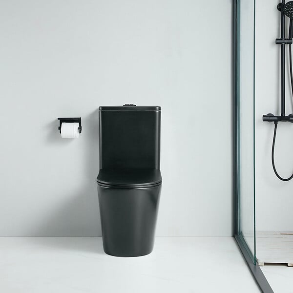 STANO - Toilette WC à poser CIPOLI en céramique noir mat - large