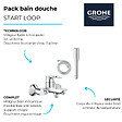 GROHE - Pack mitigeur mécanique bain douche Start Loop + Douchette 1 jet Vitalio Get Stick et flexible - vignette