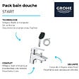GROHE - Pack mitigeur mécanique bain douche Start + Douchette 2 jets Vitalio Comf. 110 + Flexible - vignette