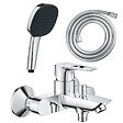 GROHE - Pack mitigeur mécanique bain douche Start Loop chromé + Douchette 2 jets Vitalio Comf.110 et flexible - vignette