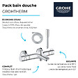 GROHE - Pack mitigeur bain thermostatique Grohtherm 800 + Douchette 1 jet Vitalio Get Stick + Flexible - vignette
