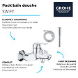 GROHE - Pack mitigeur bain douche  Swift + Douchette 1 jet Vitalio Get Stick + Flexible - vignette