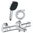 GROHE - Pack mitigeur bain thermostatique Grohtherm 800 + Douchette 2 jets Vitalio Comfort 110 + Flexible - vignette