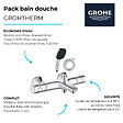 GROHE - Pack mitigeur bain thermostatique Grohtherm 800 + Douchette 2 jets Vitalio Comfort 110 + Flexible - vignette