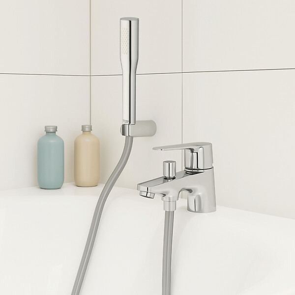 GROHE - Pack mitigeur mécanique bain douche Start Quickfix + Douchette 1 jet Vitalio Get Stick et flexible - large