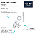 GROHE - Pack mitigeur mécanique bain douche Start Quickfix + Douchette 1 jet Vitalio Get Stick et flexible - vignette