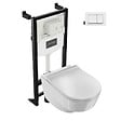 JACOB DELAFON - Pack WC suspendu sans bride Odéon Rive Gauche + bâti support + plaque avec abattant extra plat - vignette