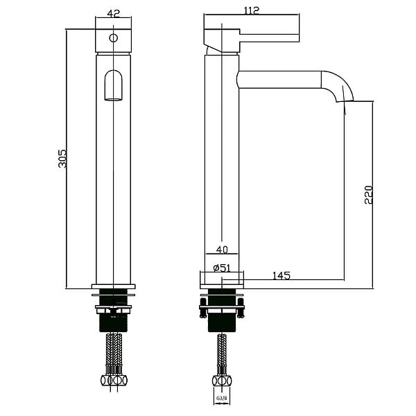 STANO - Robinet mitigeur lavabo réhaussé PICO noir mat - large
