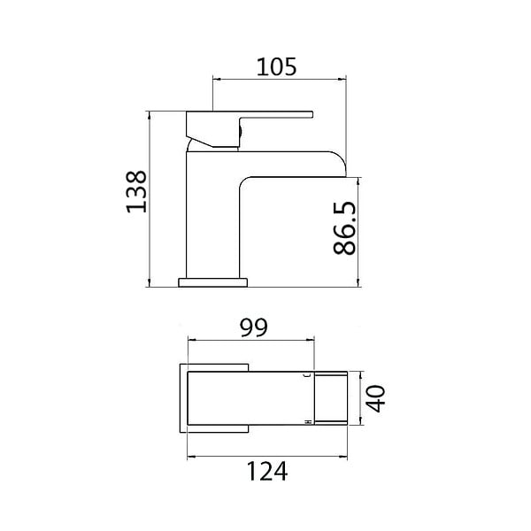 STANO - Robinet mitigeur lavabo cascade TANO noir mat - large