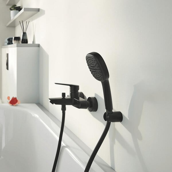 GROHE - Pack douchette 2 jets Vitalio Comfort 110 noir mat + Flexible de douche VitalioFlex Trend 1750 mm et support noir mat - large