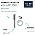 GROHE - Pack douchette 1 jet Vitalio Get Stick + Flexible de douche VitalioFlex Comfort + Support mural Vitalio Universal chromé - vignette
